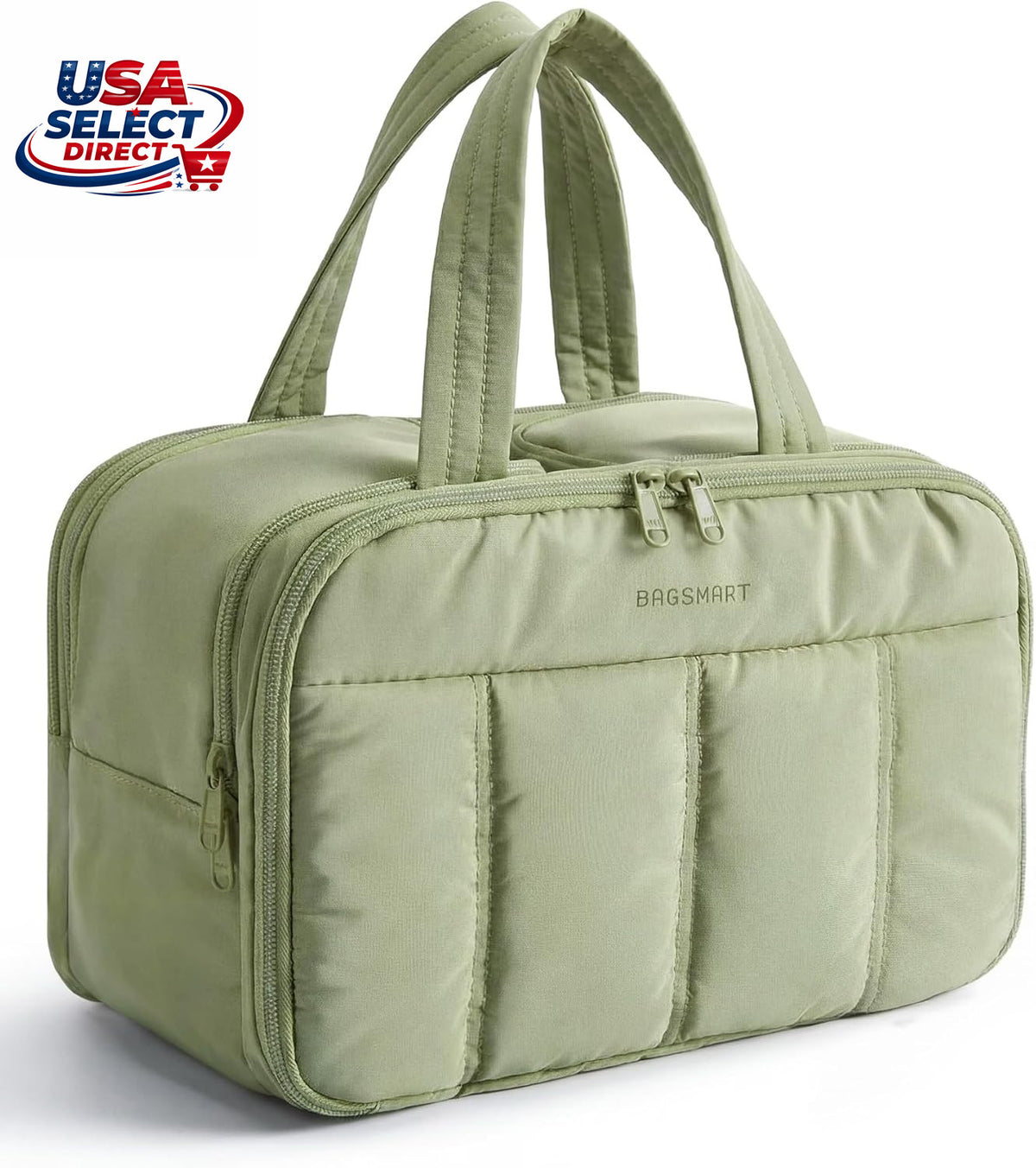 Large Travel Toiletry Bag with Waterproof Compartments & Handle - Green