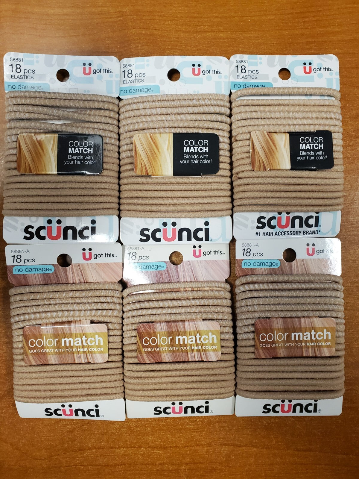 6 Packs of 18: Scunci No Damage Hair Color Match Blonde Ties (8817)