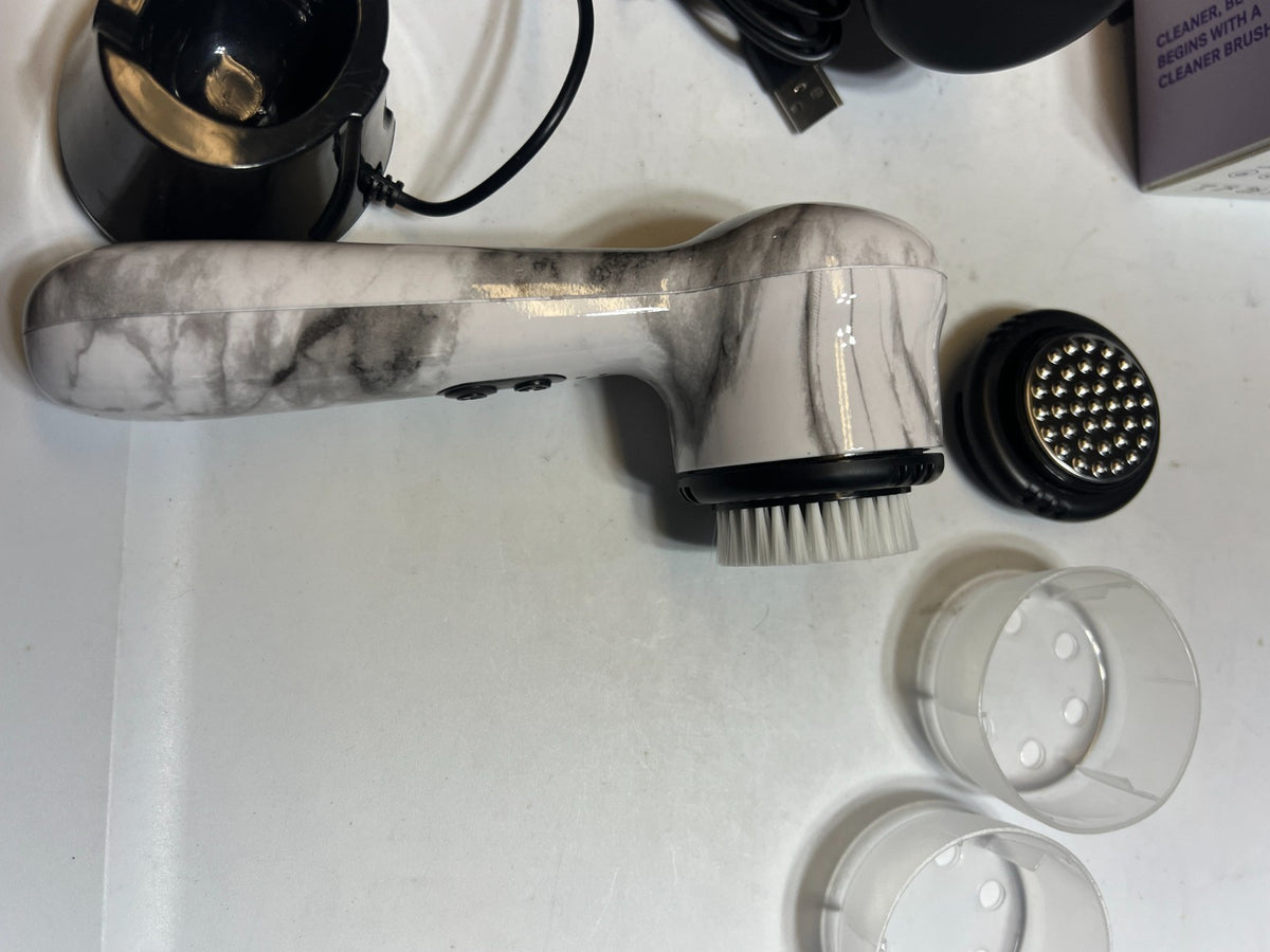 Sonic Skin Cleansing Brush with Antimicrobial White Marble Finish