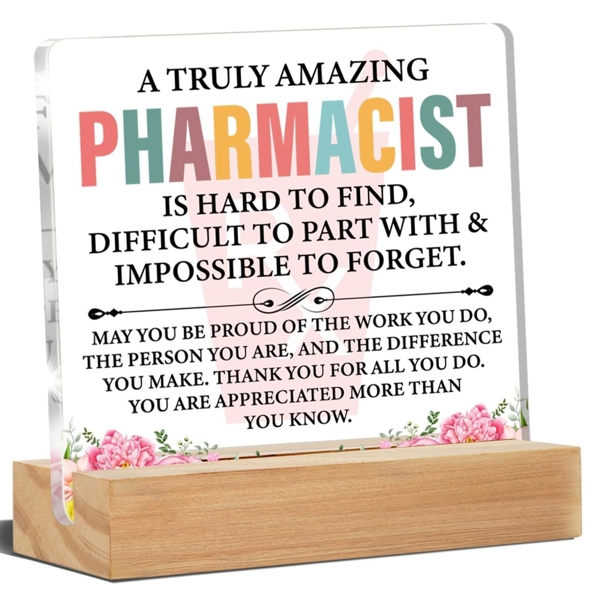 Pharmacist Appreciation Desk Sign - Space Themed Acrylic Plaque for Women & Techs