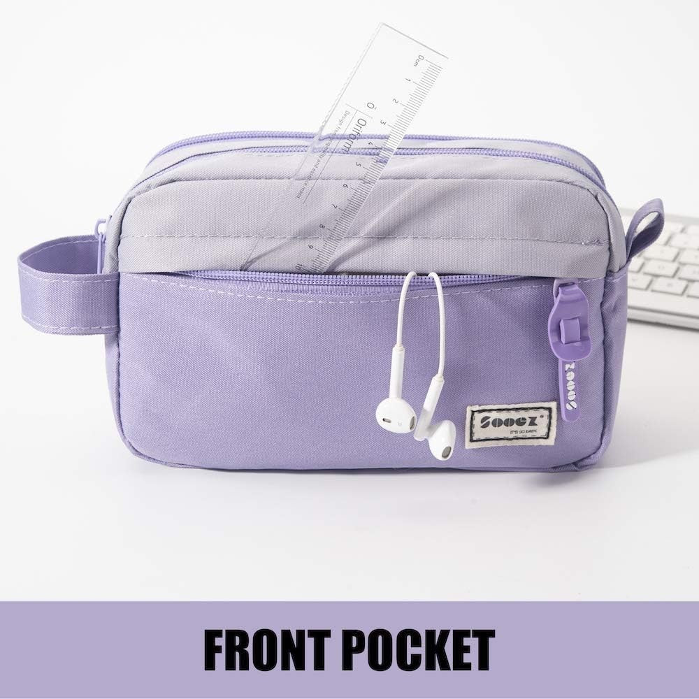 Large Pencil Case with Handle & Compartments for Students - Organizer Bag