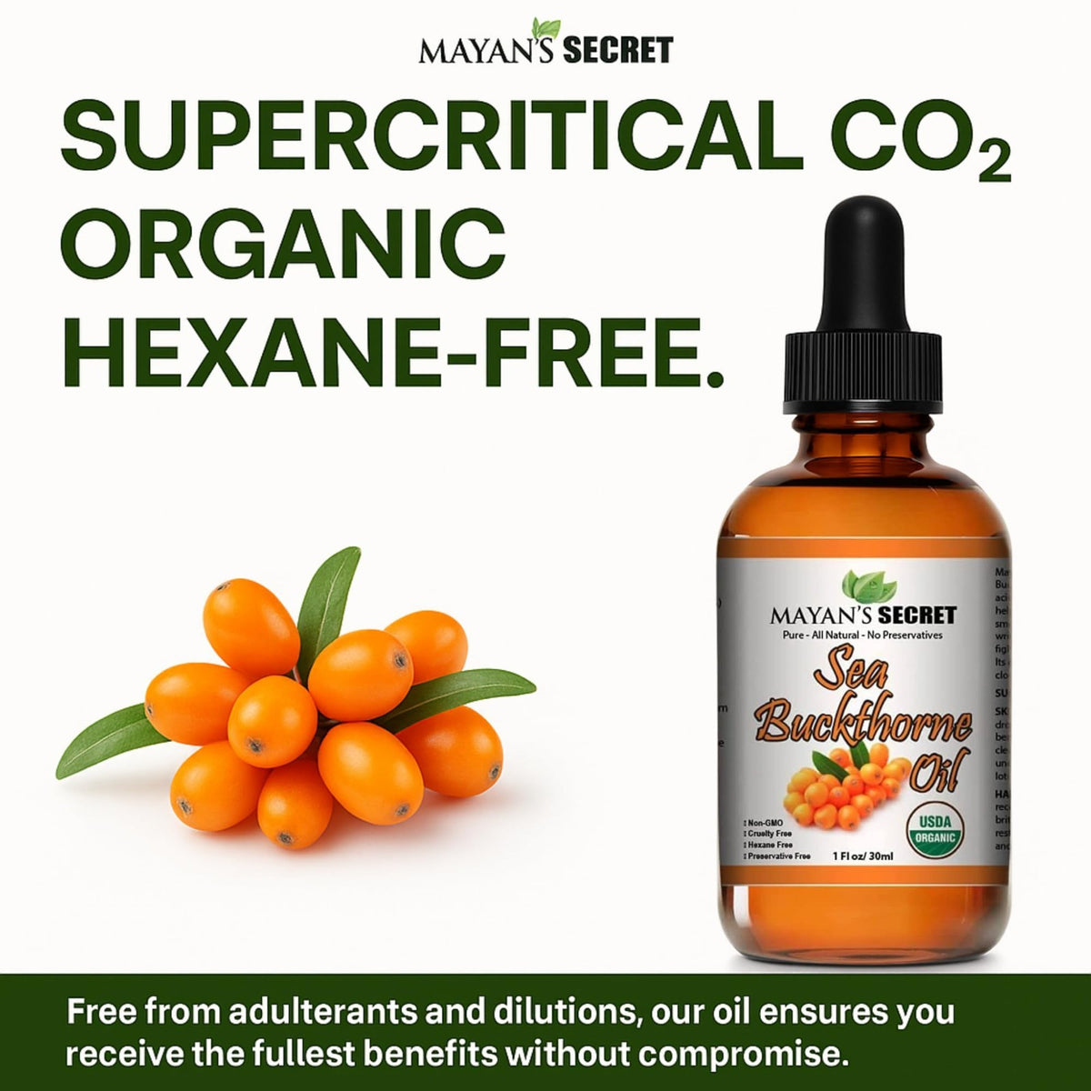 Sea Buckthorn Oil Organic 1oz – Supercritical CO2 Extracted