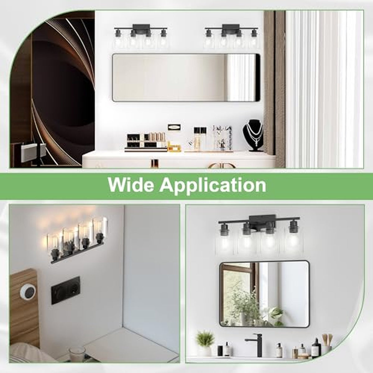 4-Light Black Bathroom Vanity Light Fixture - Modern Wall Sconce for Mirror