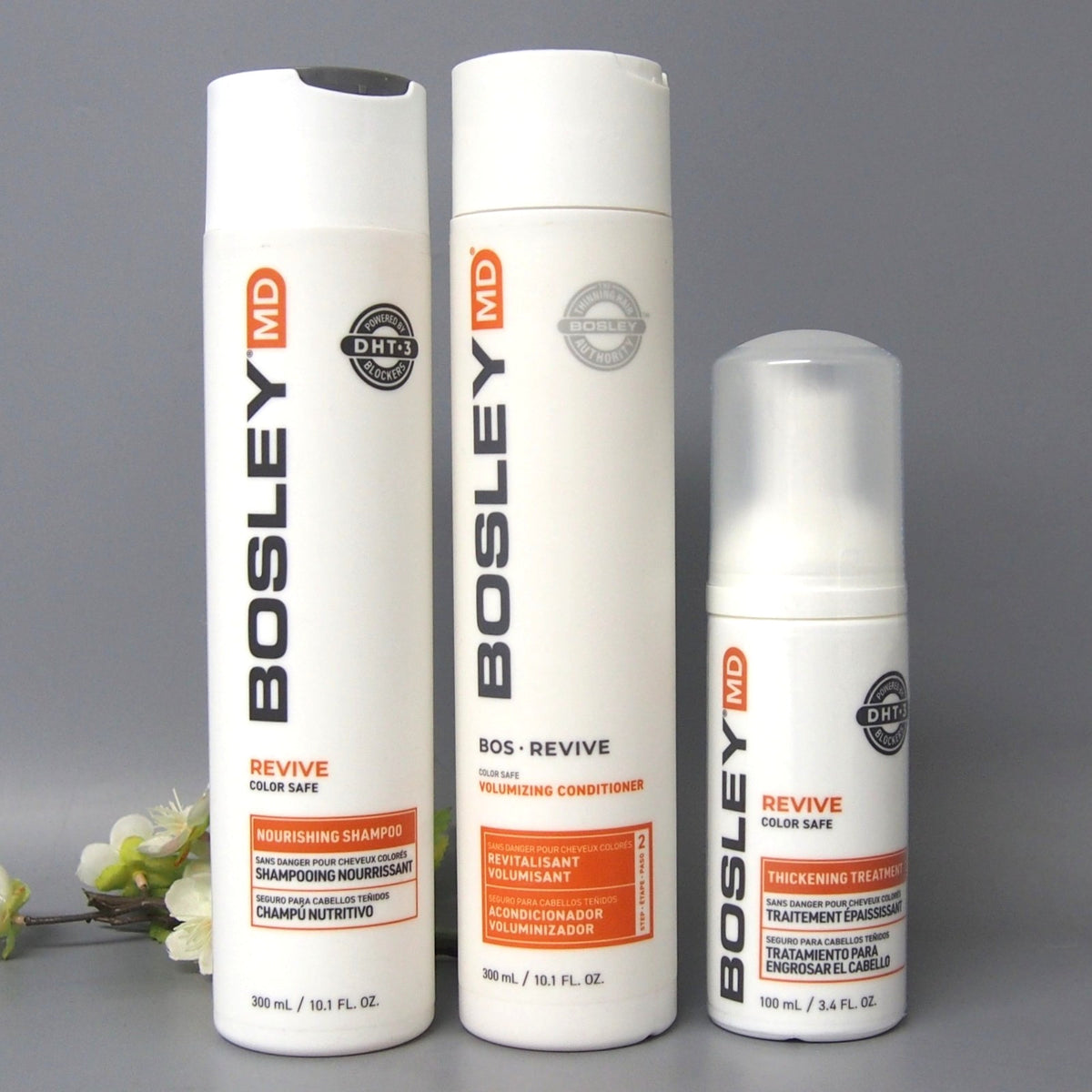 Bosley MD Revive Color Safe Hair Kit - Shampoo, Conditioner & Treatment