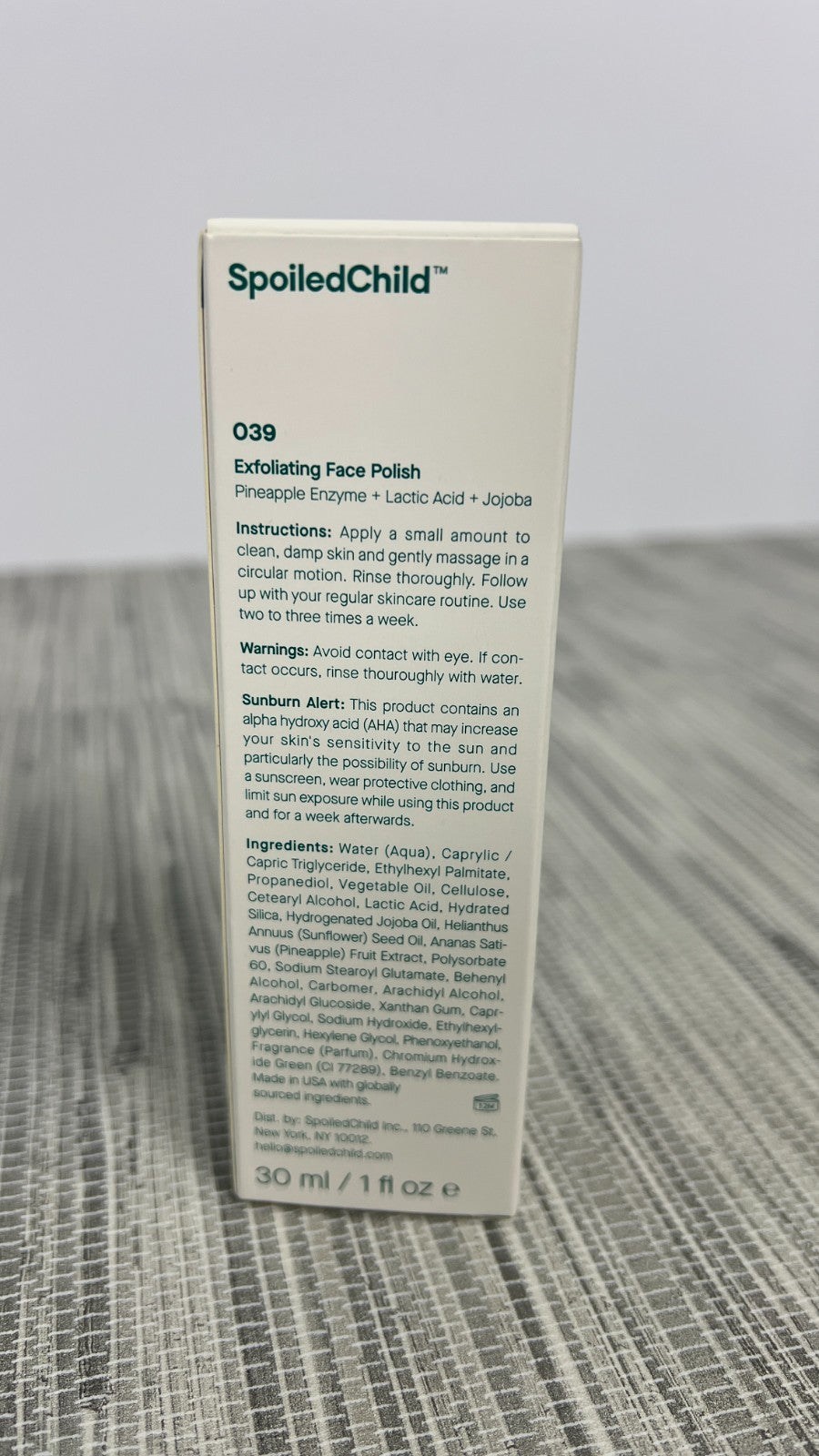 SpoiledChild O39 EXFOLIATING FACE POLISH Pineapple Enzyme + Lactic