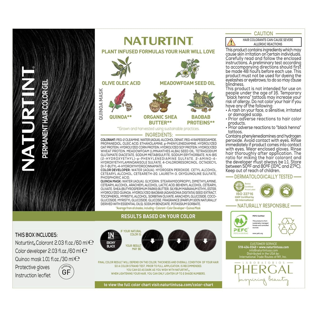 Naturtint Permanent Hair Dye 1N Ebony Black - 4.5 oz Natural Hair Color