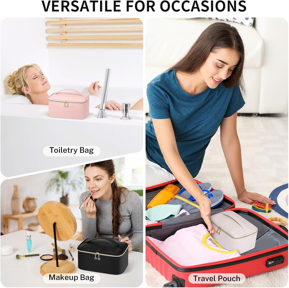 Large Capacity Waterproof Travel Makeup Bag for Women - Portable Organizer