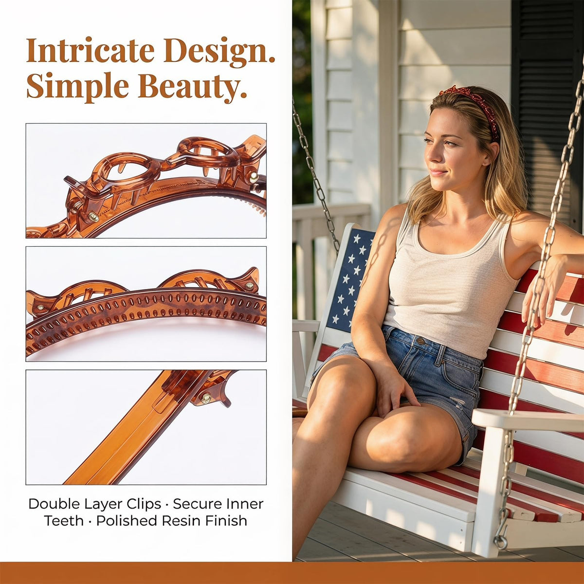 Headband with Clips,2Pcs 2 Count (Pack of 1), ['Black', 'Brown']