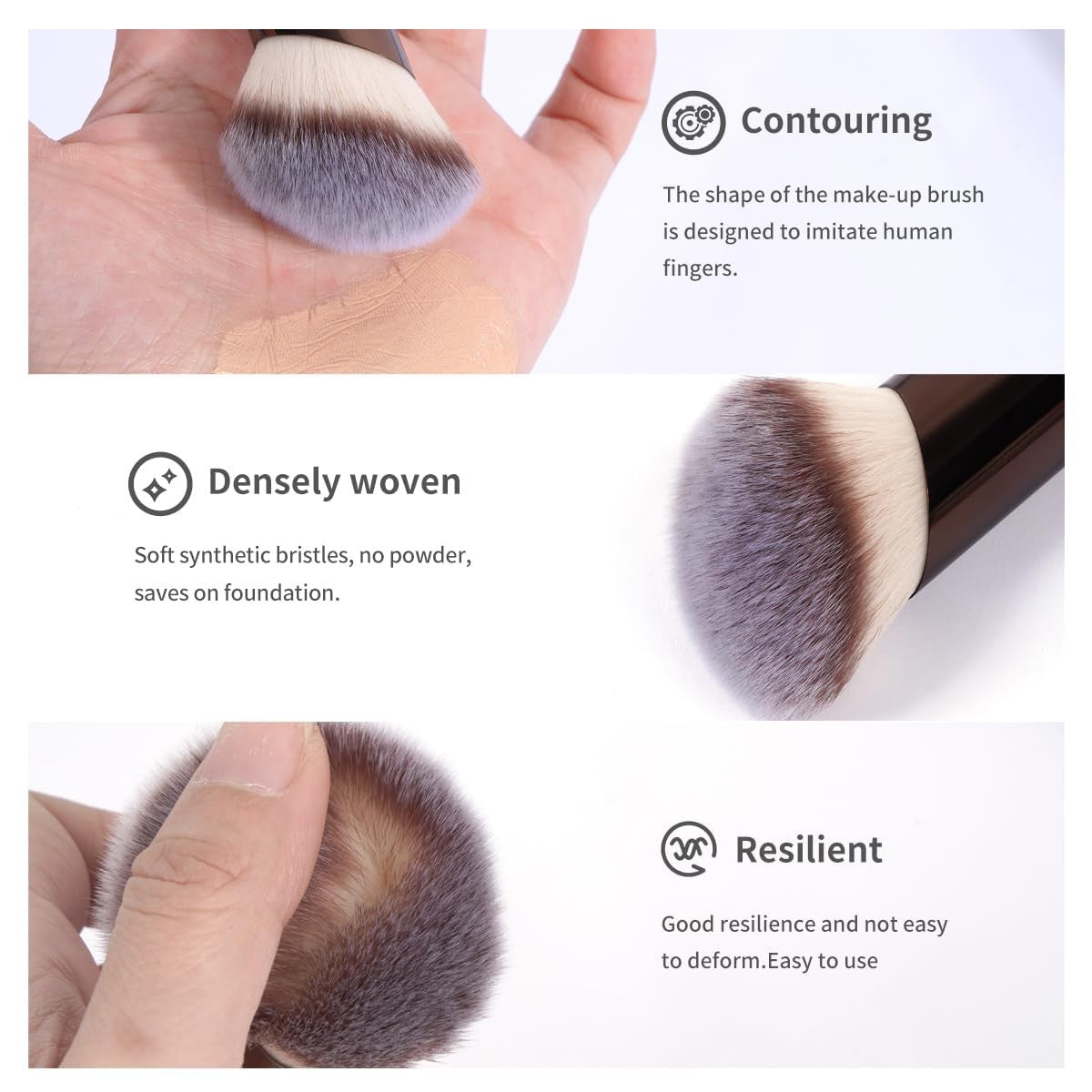 Foundation Makeup Brush Set - Double-Ended Kabuki & Face Brushes, 5 Pieces