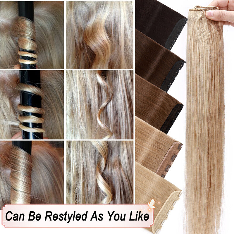 Natural Clip-In Hair Extensions with Balayage Color - Long & Thick One Piece