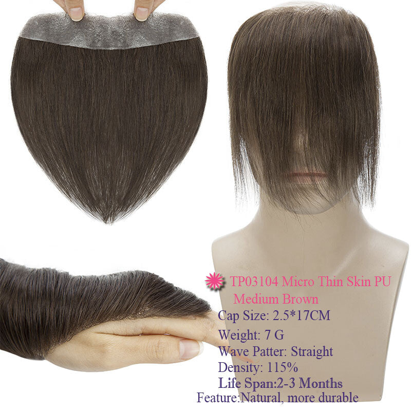 Men's Thin Skin Hair Replacement Toupee Human Hair System with Full PU Base