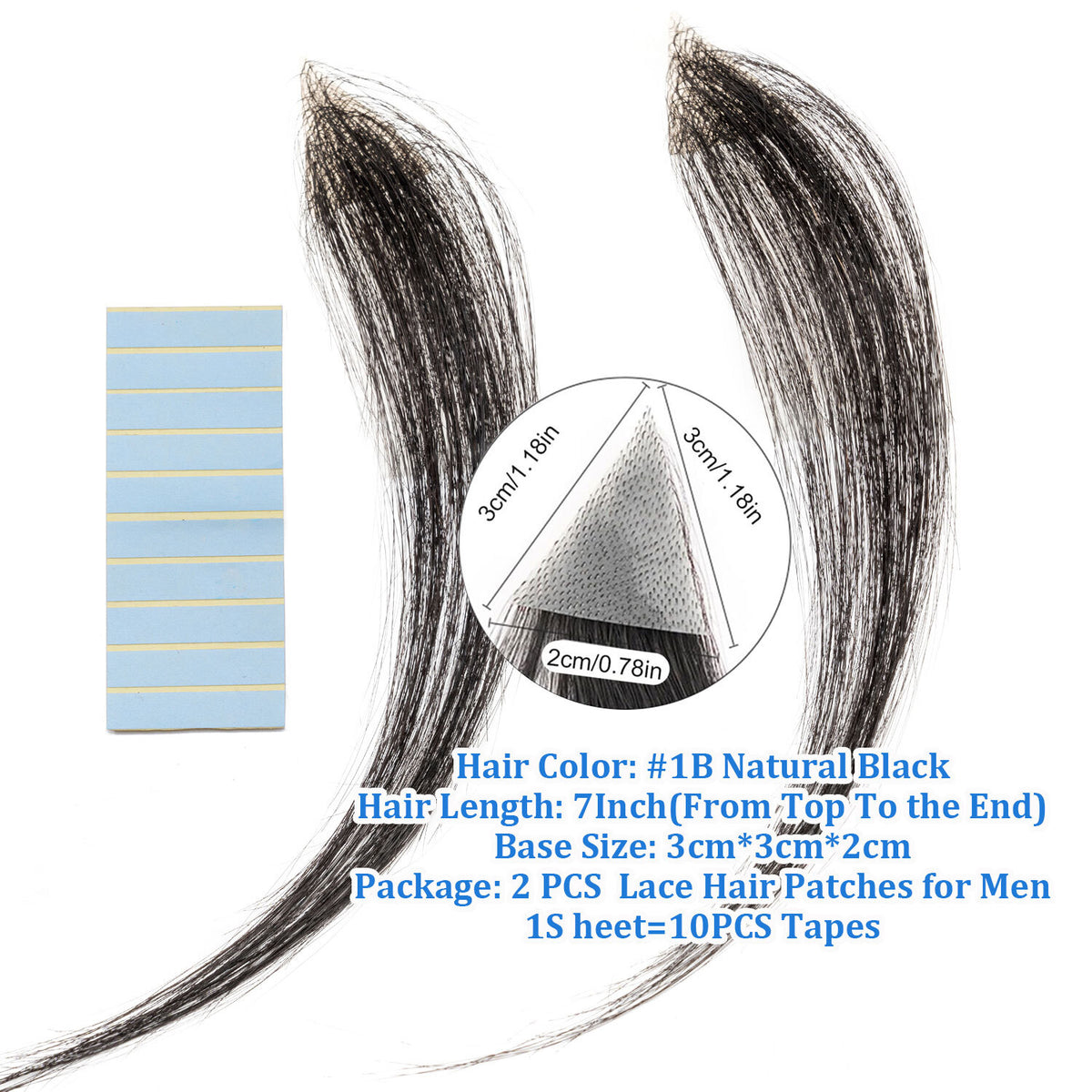 Human Hair Patch Hair Topper Cover-Up for Receding Hairlines and Bald Spots