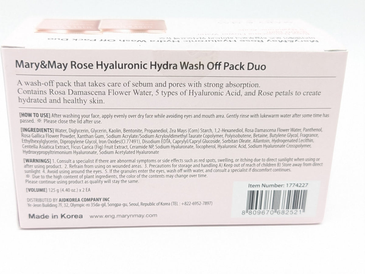 Rose Hyaluronic Hydrating Wash Off Mask 2-Pack - 4.4 oz Each, Vegan