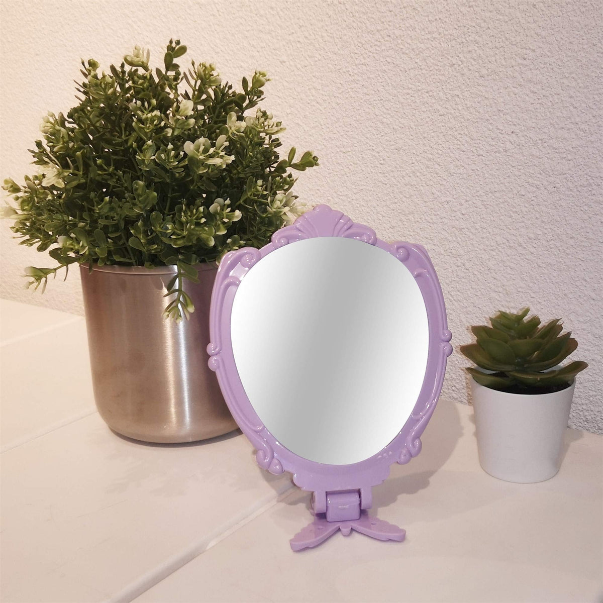 Girls Princess Butterfly Handheld Mirror with Folding Handle, Lighted