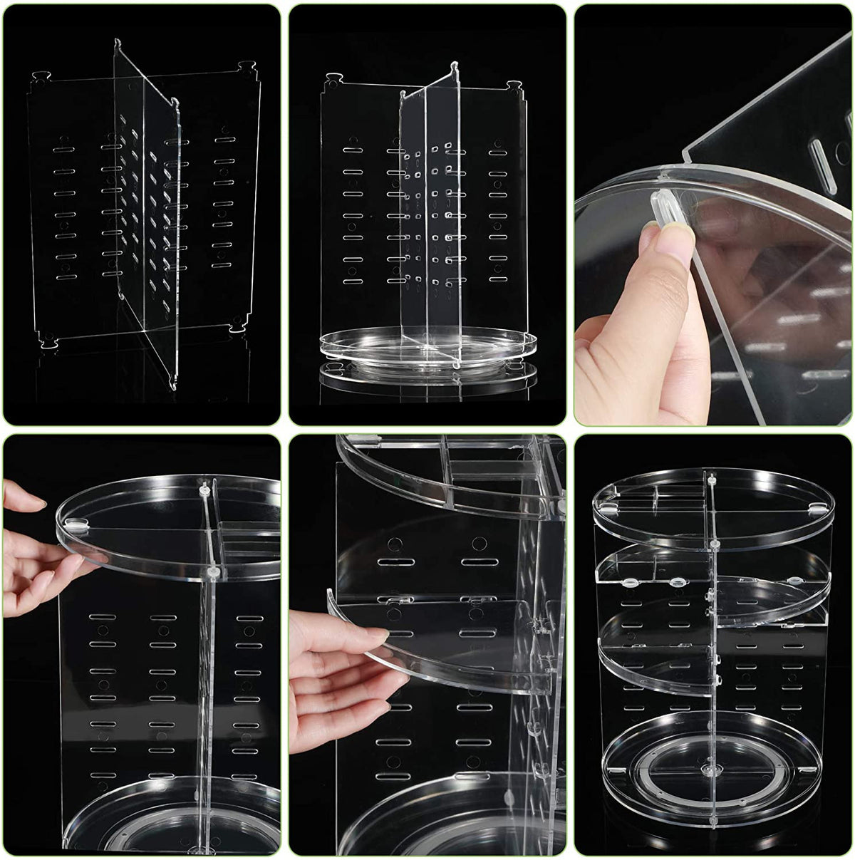 360° Rotating Makeup Organizer with Adjustable Compartments & Spinning Storage Shelf