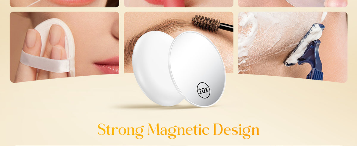 20X Magnifying Makeup Mirror with Magnetic Attachment - 3.5 Inch Portable Compact