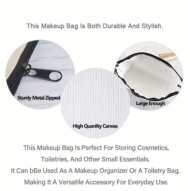 Black Cat Print Cosmetic Bag Travel Pouch for Women - Gift & Organizer