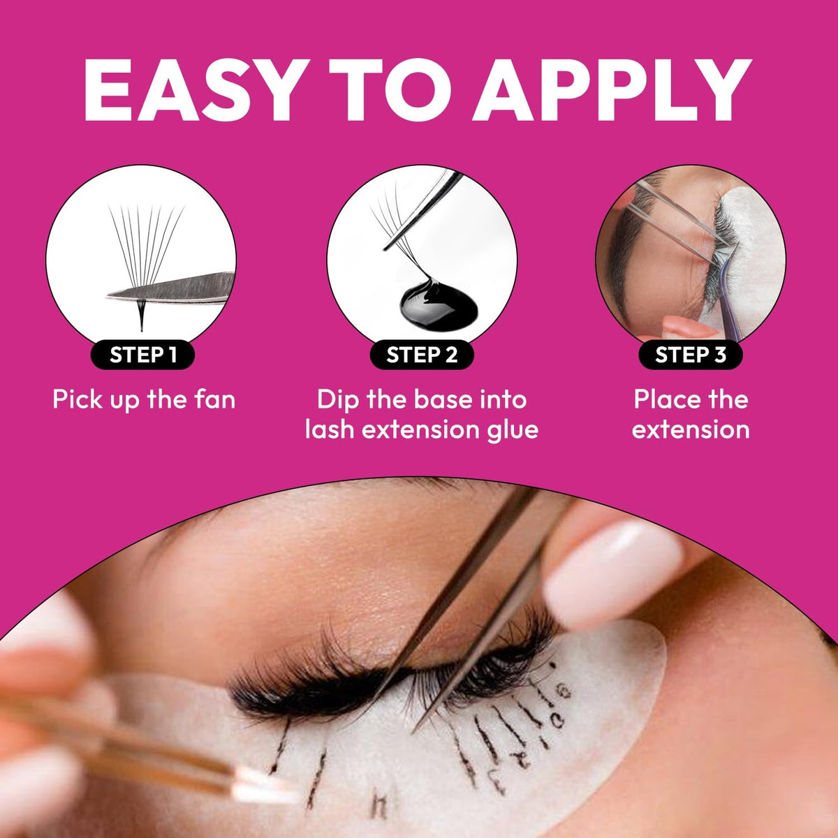 Promade 5D Lash Fans 0.07 D 13mm Natural Fluffy Eyelash Extensions - Pack of 530