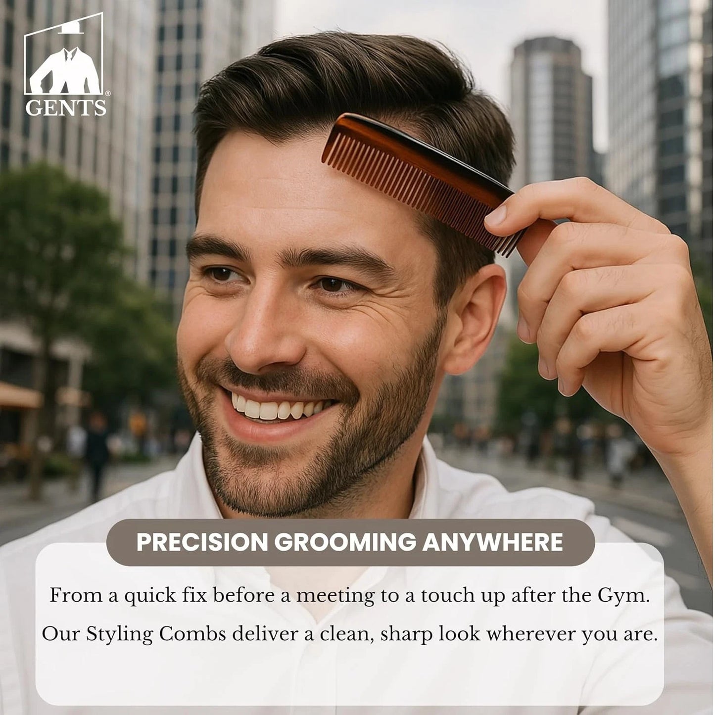 Travel Hair Comb Set for Men and Women - Mustache, Beard, Eyebrow Fine Tooth Grooming Kit