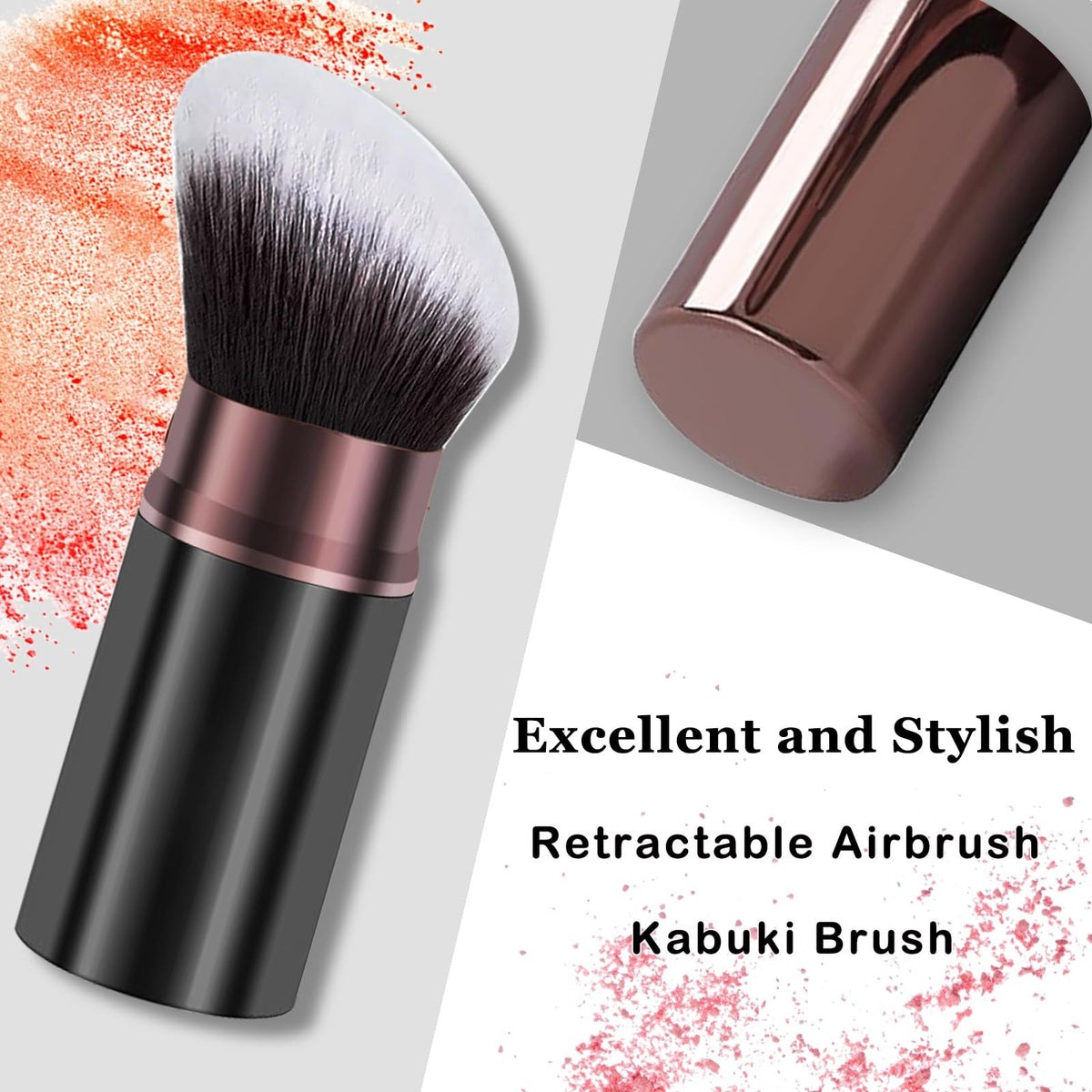 Retractable Kabuki Makeup Brush for Foundation & Face Blending