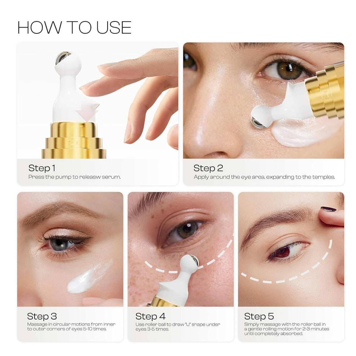 Caffeine Eye Cream with Massage Roller - Brighten & Reduce Puffiness, 20ml