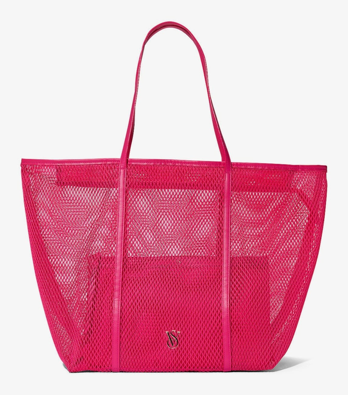 Victoria's Secret Pink Mesh Tote Bag Set Large Purse with Top Zip