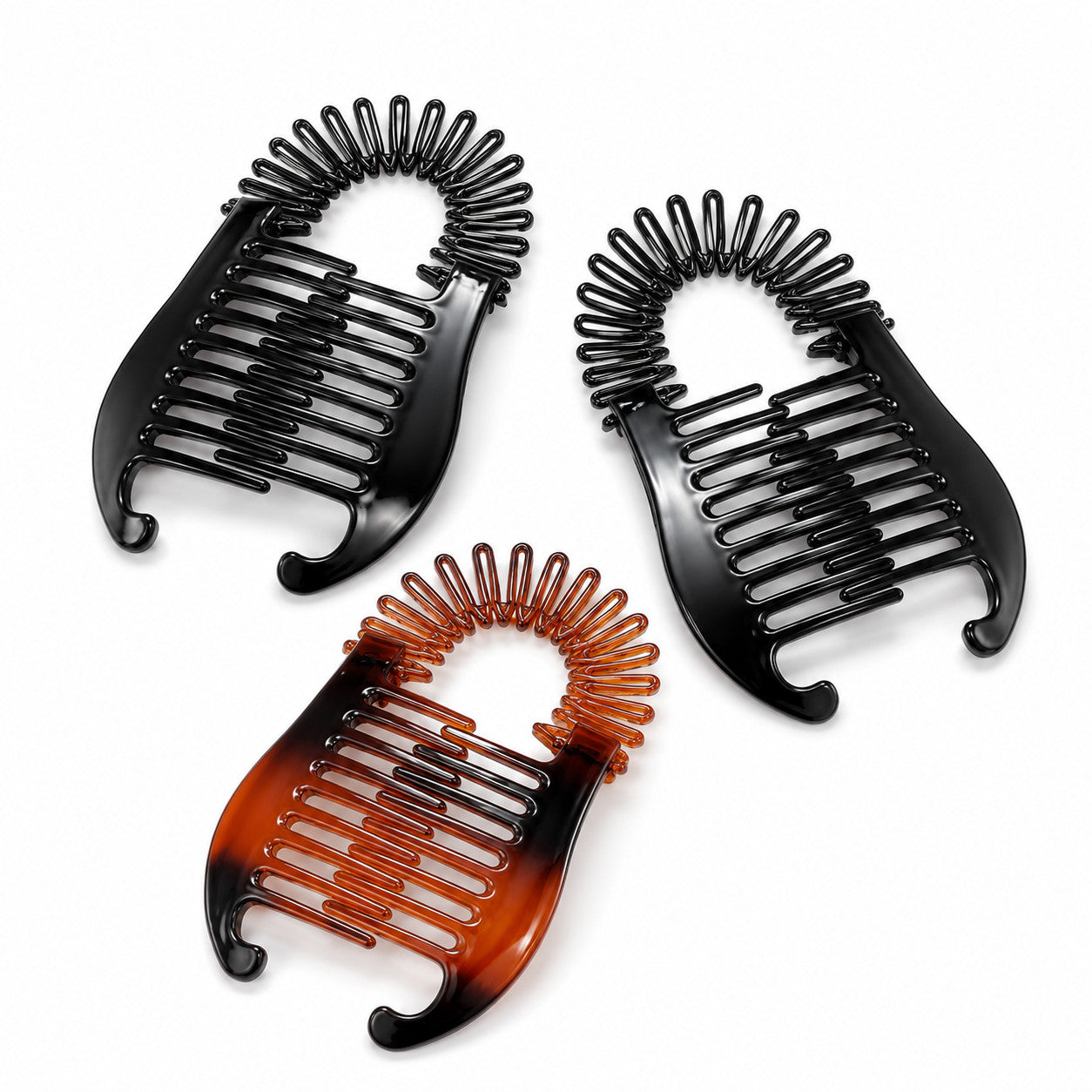 Women’s Colorful Elongated Plastic Banana Clips Hair Comb Set - 3 Pack