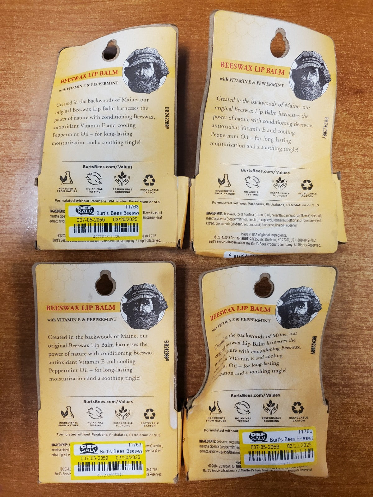 8-Pack Burt's Bees Beeswax Lip Balm Tubes - 100% Natural Moisturizer