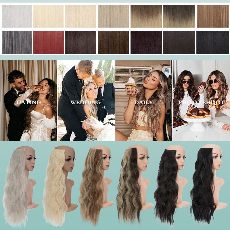 Invisible Headband with Ring and Hidden Wire for Hair Extensions - Long Wavy Style