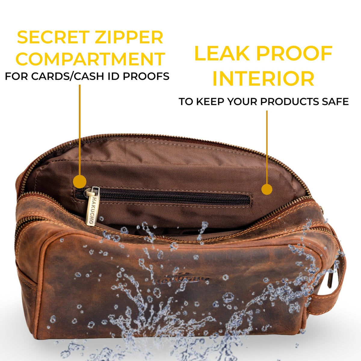 Leather Travel Toiletry Bag for Men Women Waterproof Organizer