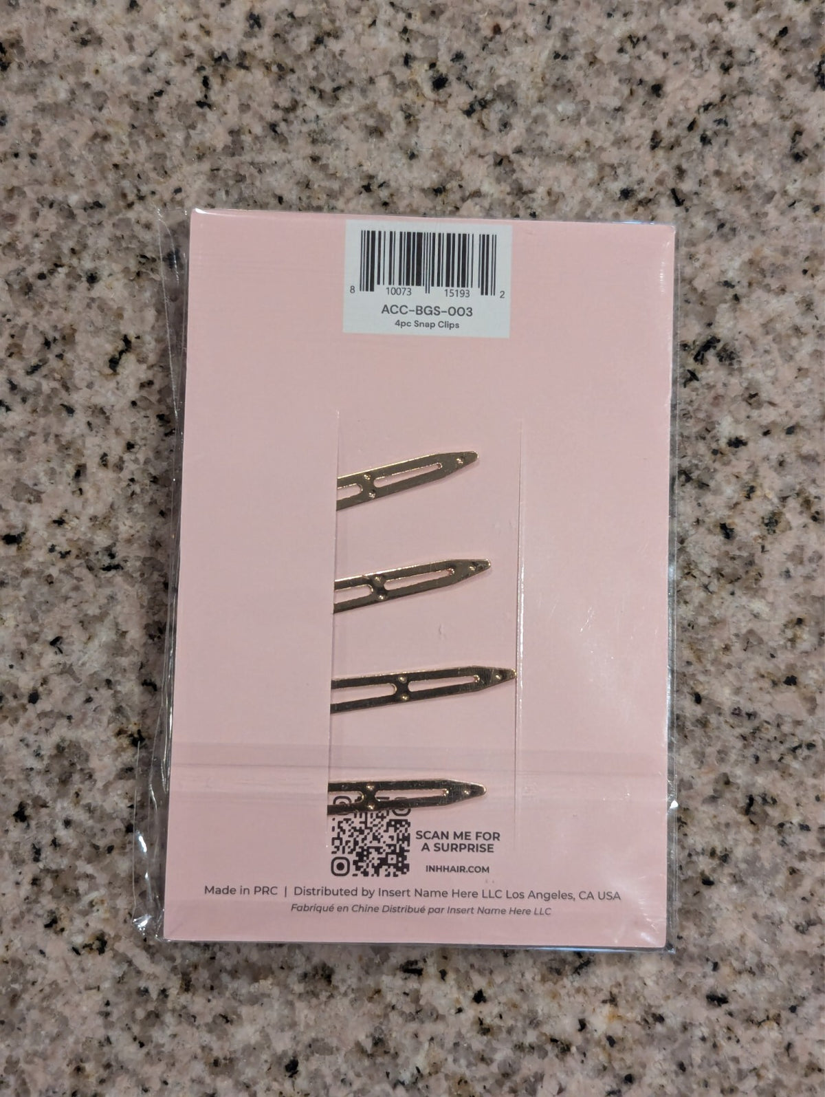 INH Creaseless Hair Clips 4 PC Snap New