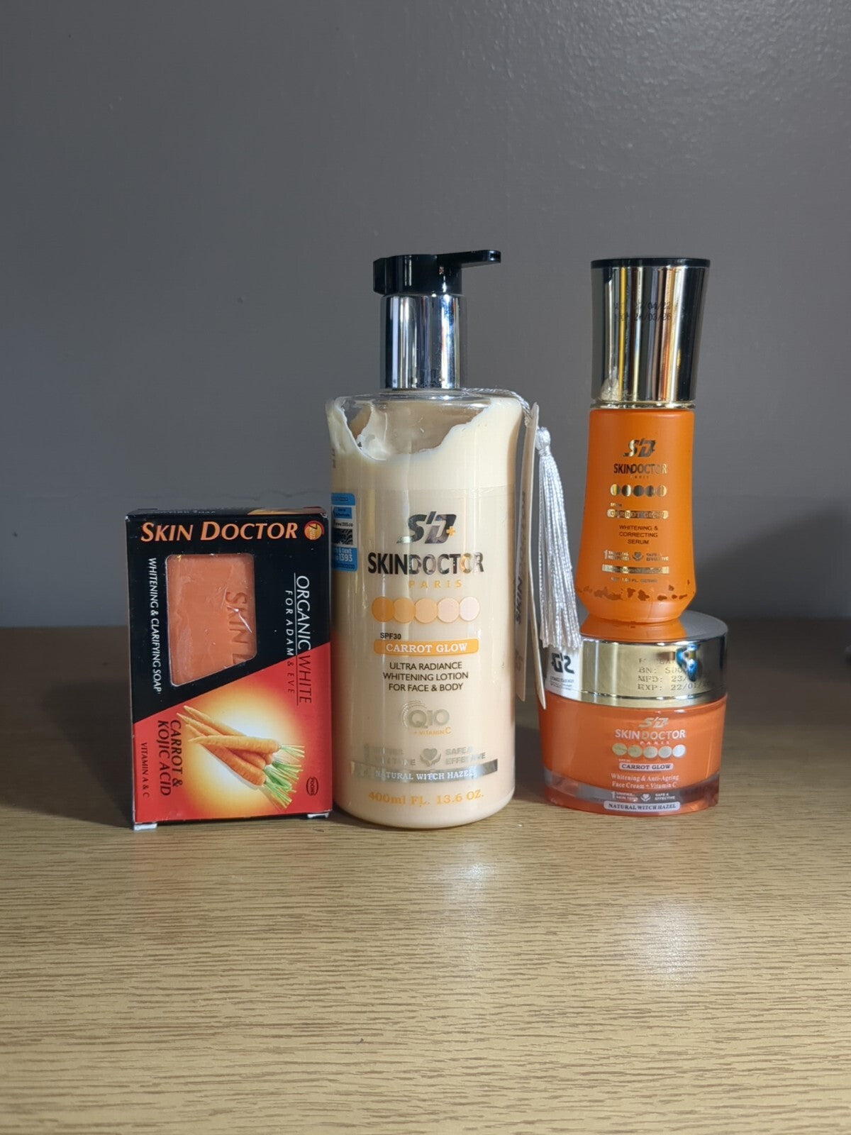 Carrot Glow Body Lotion 400ml with Face Cream Serum & Soap - Lightening & Brightening