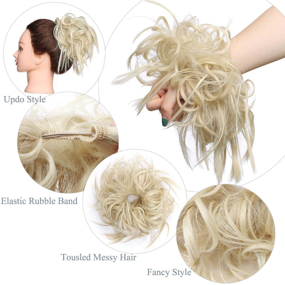 Large Messy Bun Hair Extension Wrap-On Ponytail Scrunchie for Voluminous Updo