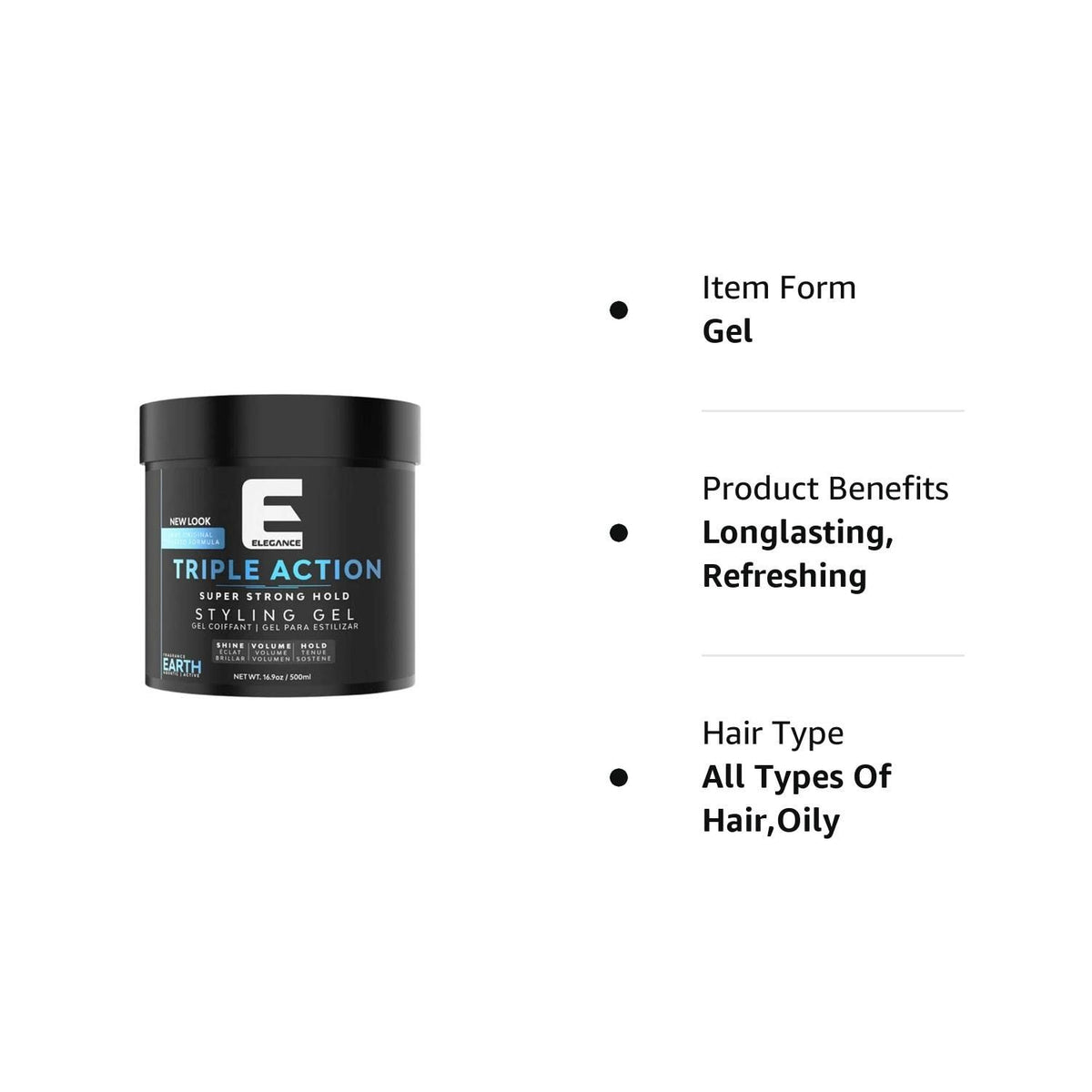 Hair Gel with Super Hold & Extreme Volume - 8.45oz for All Hair Types