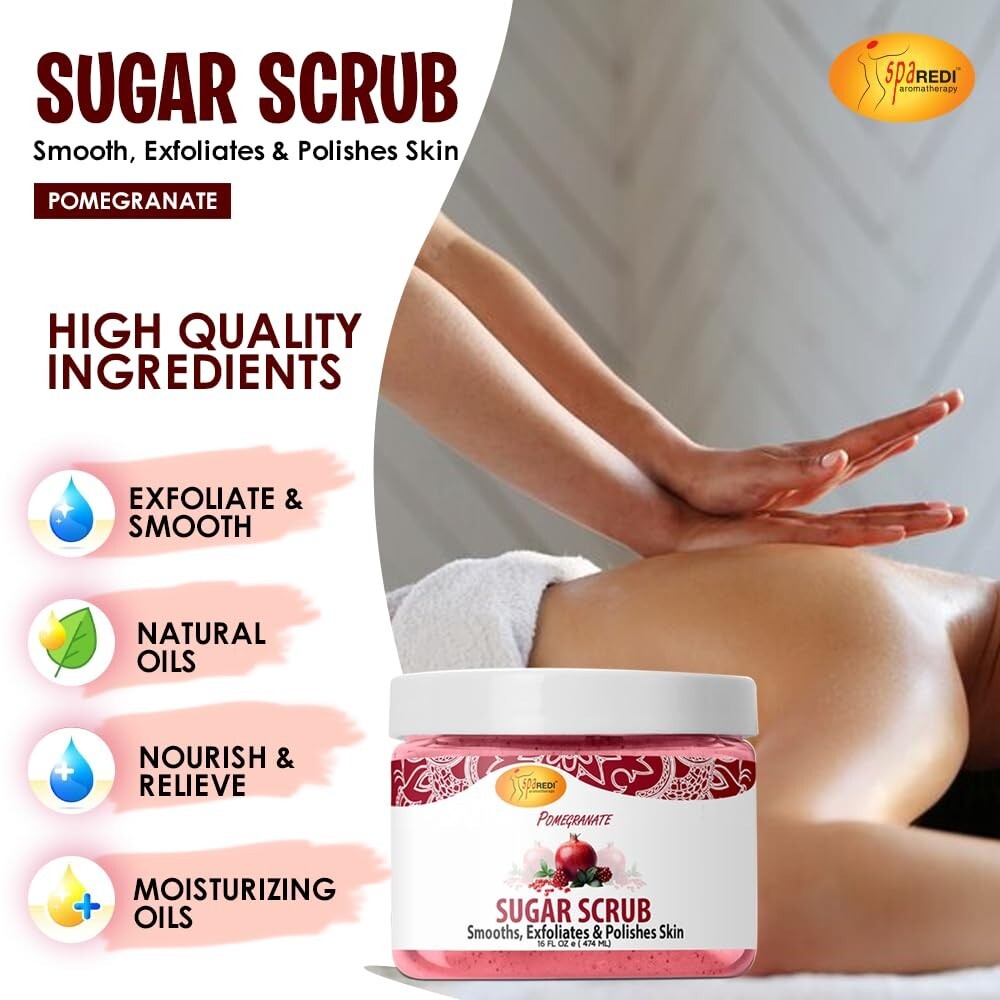 Sugar Body Scrub Exfoliant with Pomegranate – 16 oz