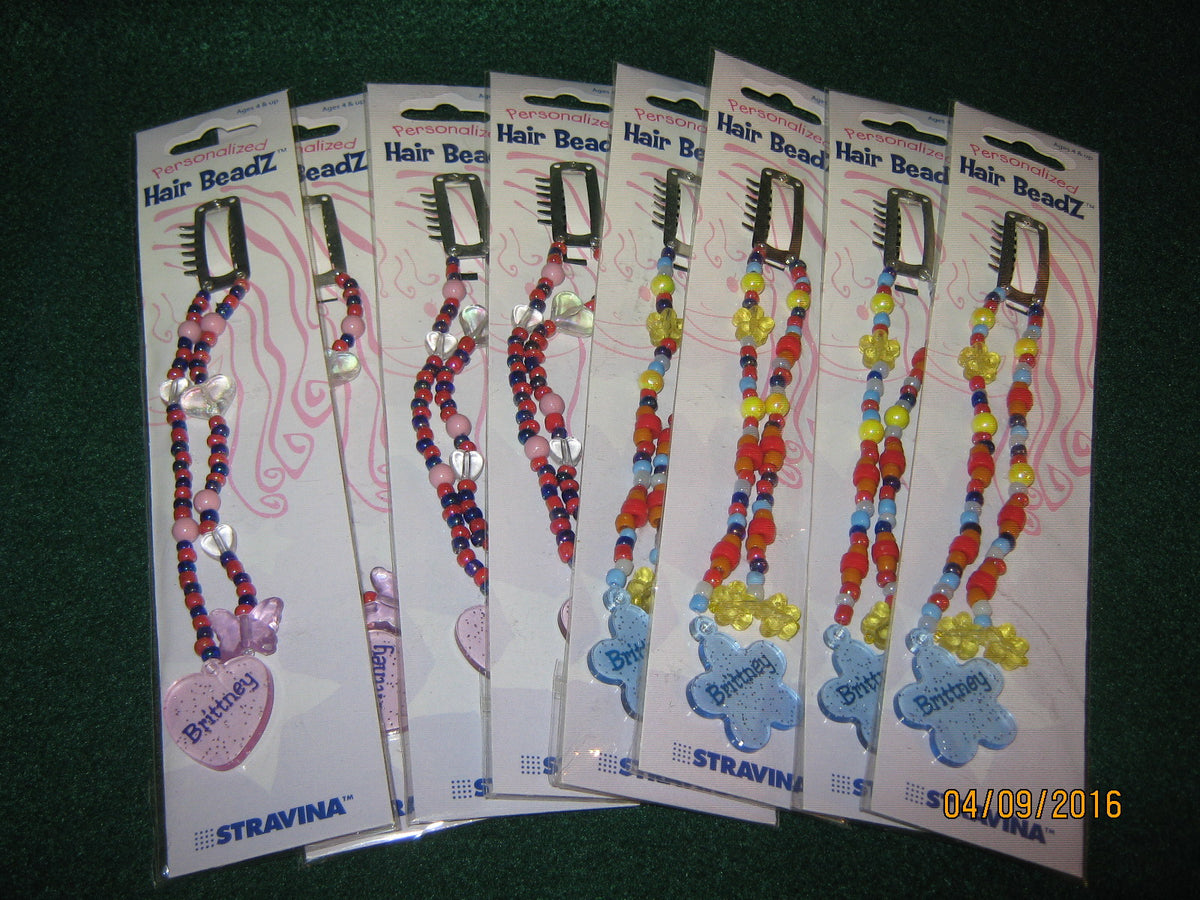 (20) Hair Beads "BRITTNEY" PINK&BLUE Stravina/Beadz - Age 4 &Up