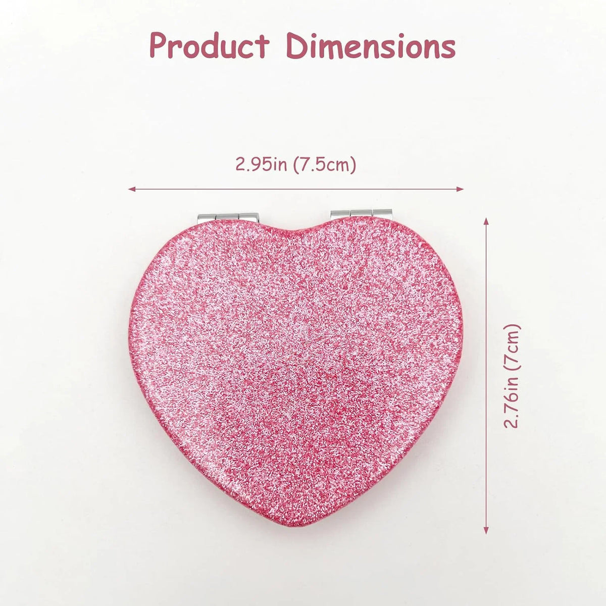 Heart Shaped Compact Mirror Set - Pink Portable Travel Makeup Mirrors