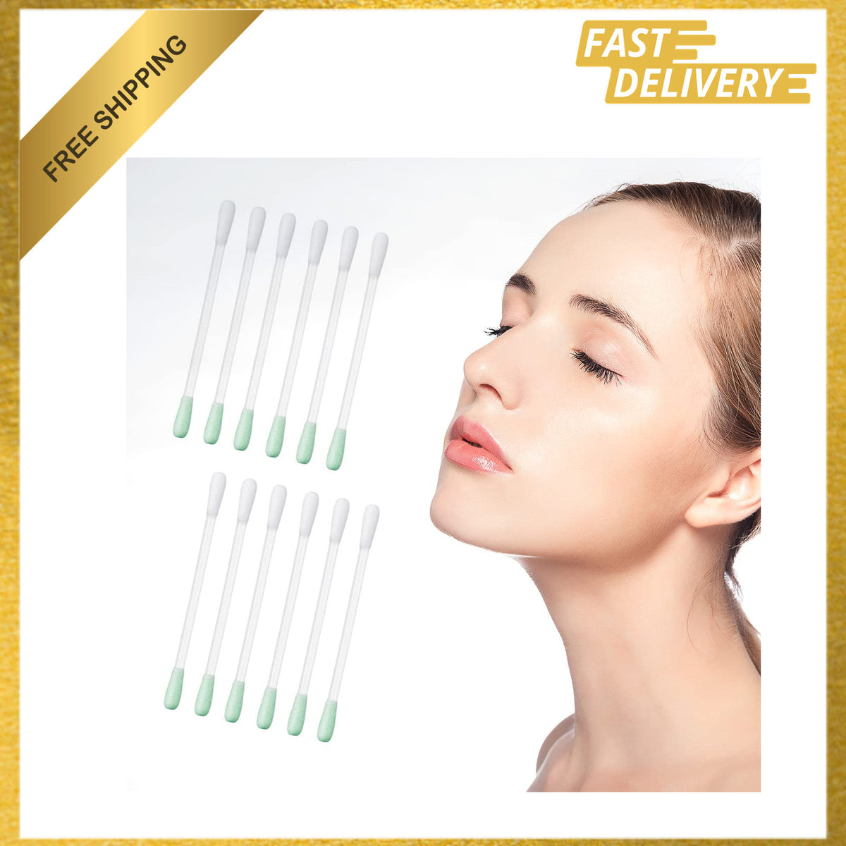 Liquid Filled Cotton Makeup Remover Swabs for Eyes & Lips - 50 Pack