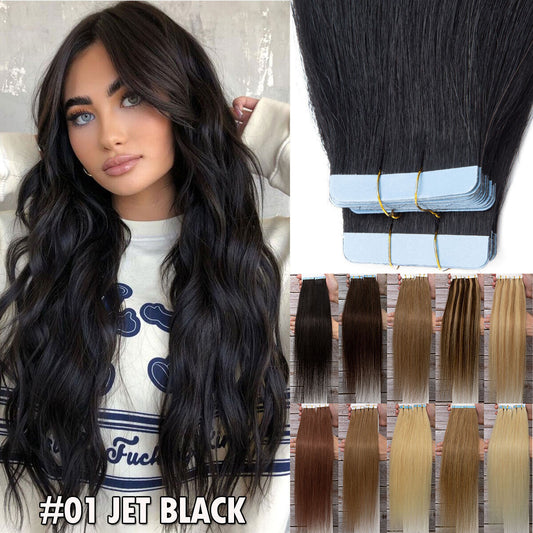 Tape-In Hair Extensions 100% Remy Human Hair Seamless Skin Weft Blonde