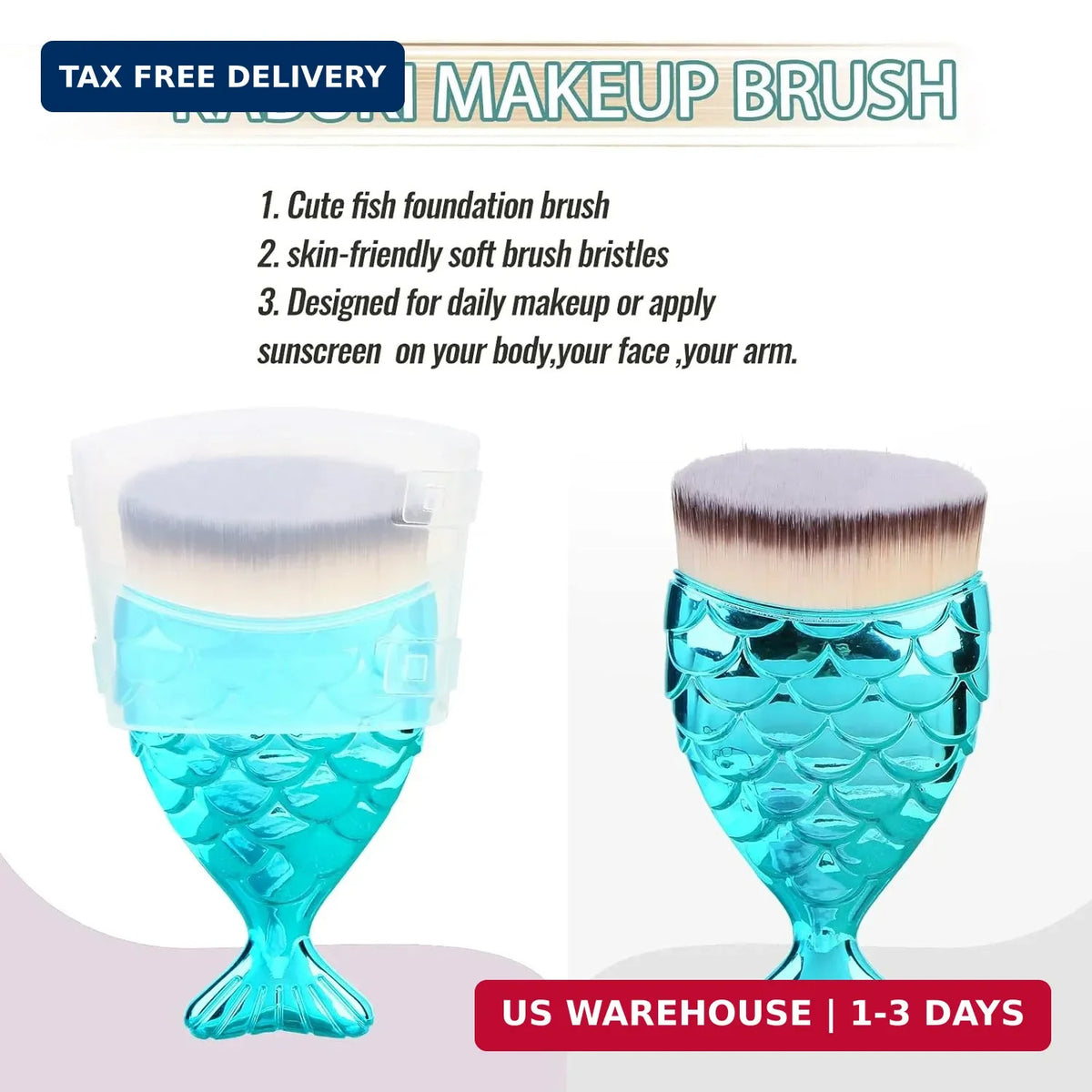Kids Sunscreen Brush - Soft Face Kabuki Applicator with Fish Design