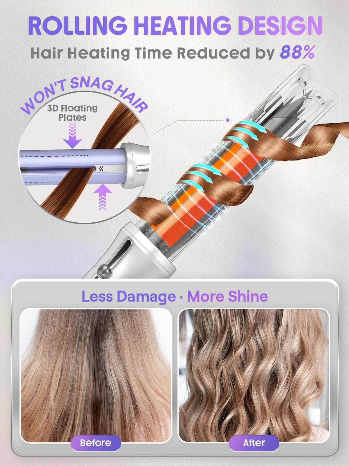 Air Curling Iron with Cool Air Technology - 1 Inch Automatic Rotating Styler