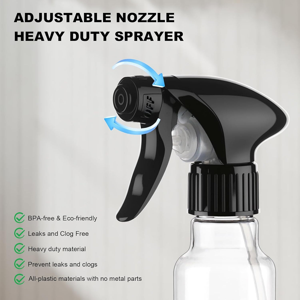 4oz Plastic Spray Bottles Set - Clear Reusable Mist & Stream Nozzles
