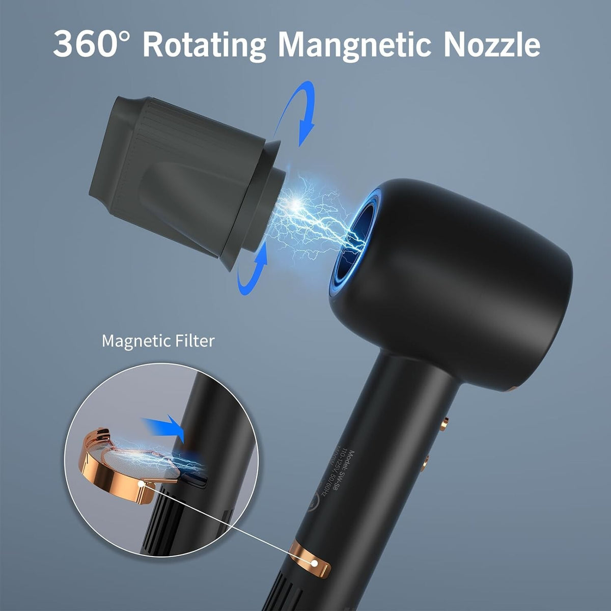 Professional Hair Dryer 110,000 RPM Motor Negative Ion Tech Travel Quiet Styling