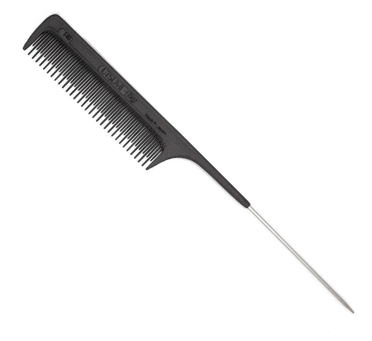 Utsumi Metal Tail Teasing Comb 9 Inch Black Hair Styling Tool