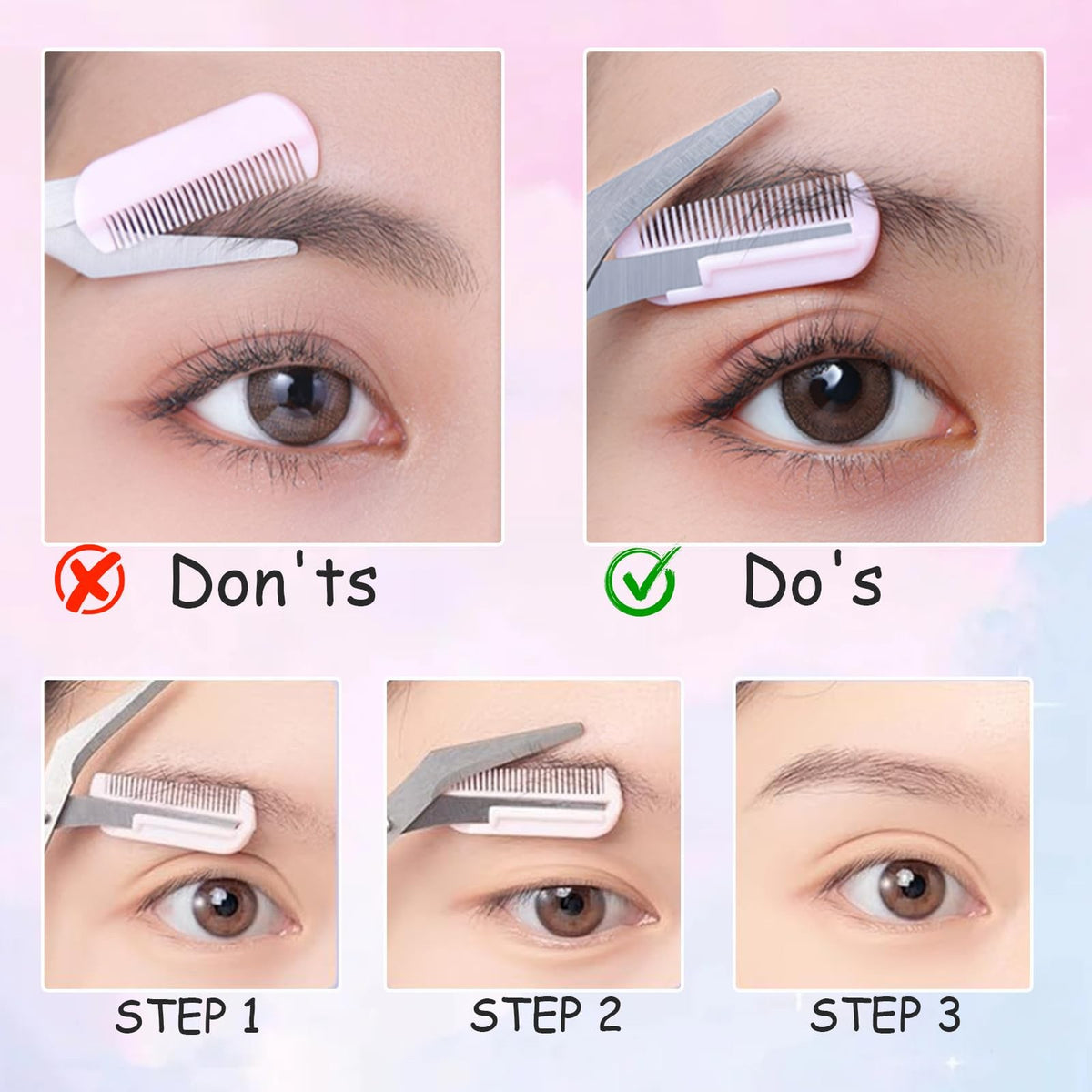 Eyebrow Trimmer Scissors Set - Men Women Stainless Steel, Colorful Handles