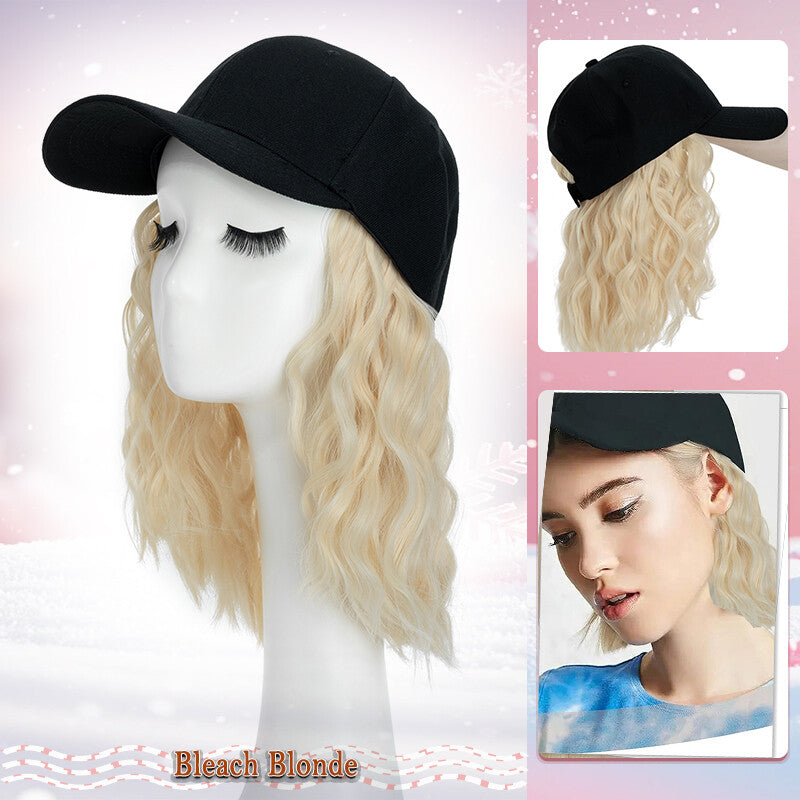 Unisex Wavy Long Hair Beret Cap with Synthetic Hair - Casual Hat Wig