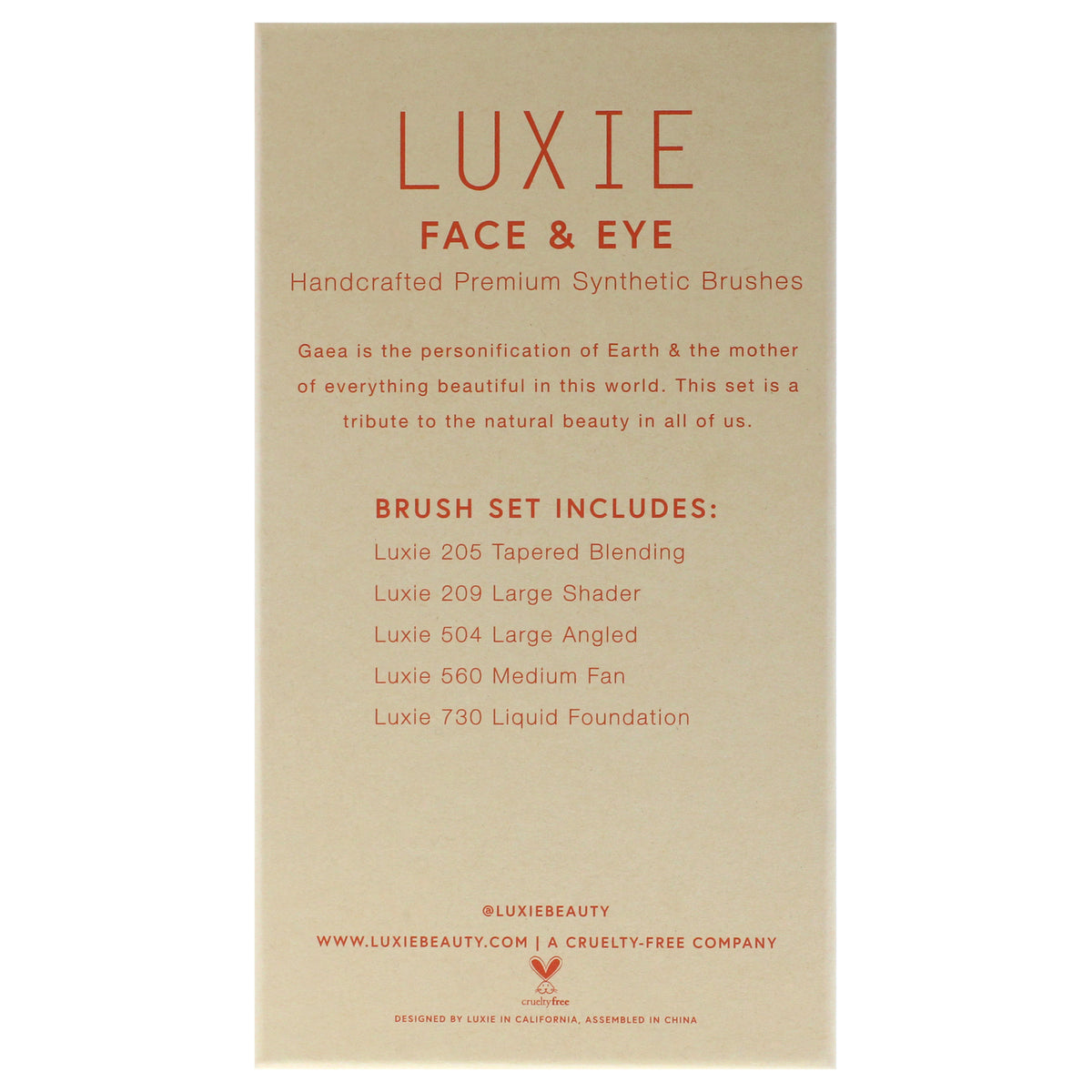 Luxie Gaea Face and Eye Makeup Brush Set - 5 Pieces, Vegan & Cruelty-Free
