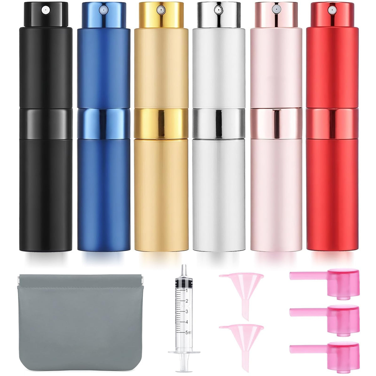 8ML Refillable Perfume Atomizer Spray Bottles Travel Set - 6 Pack