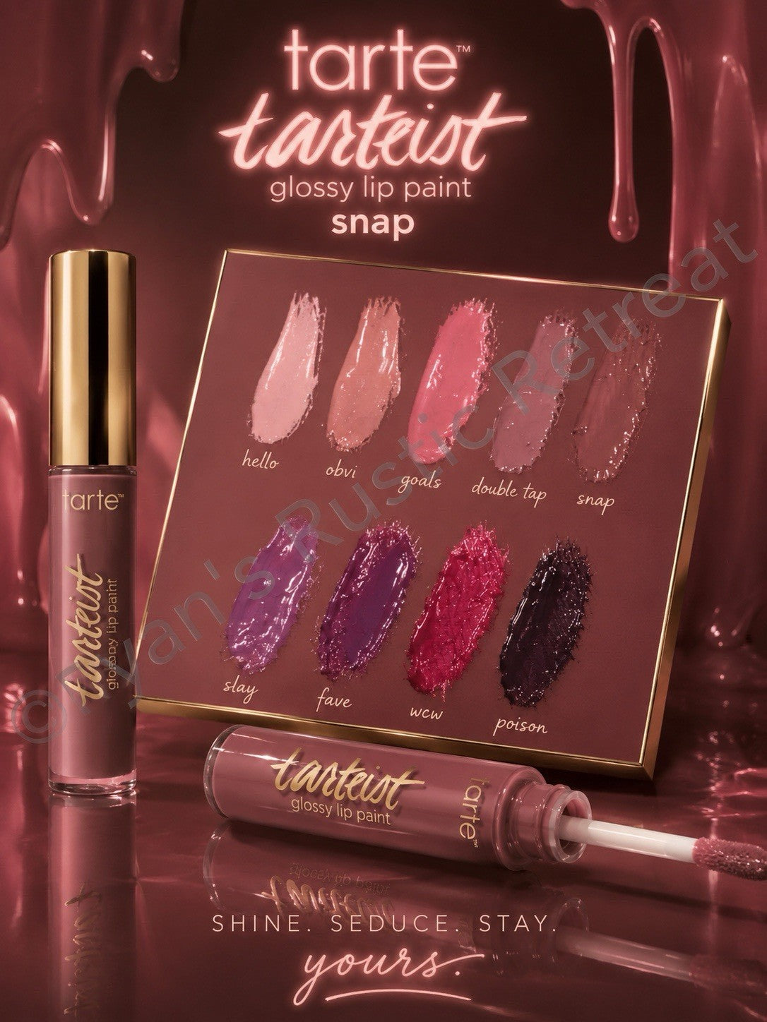 Lip Gloss - Tarteist Glossy Lip Paint in Snap Nude Mauve, High-Shine, Vegan Formula
