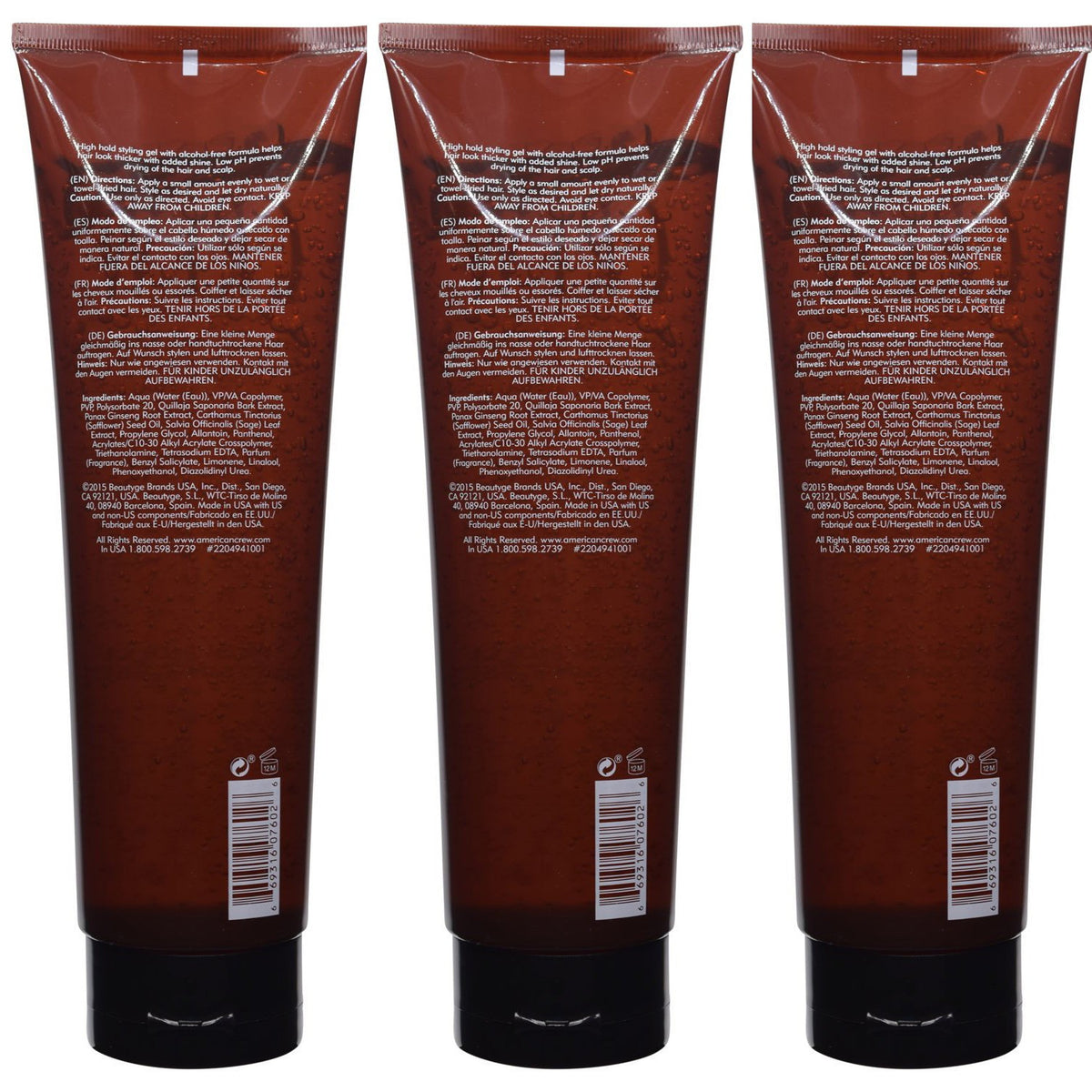 American Crew Firm Hold Styling Gel 13.1 oz - 3 Pack, Alcohol-Free Hair Styling